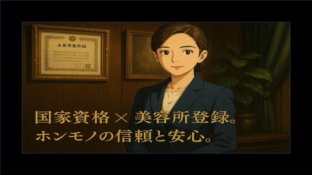 国家資格×美容所登録。ホンモノの信頼と安心。